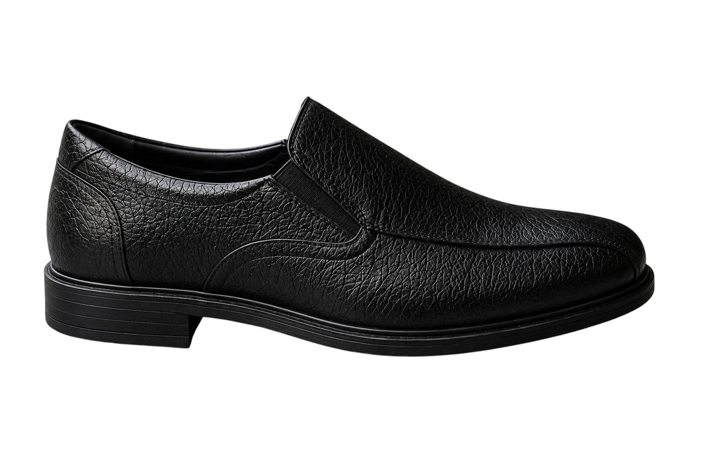 KZ Apparels Men's Black Leather Loafers, Formal Slip-On Shoes